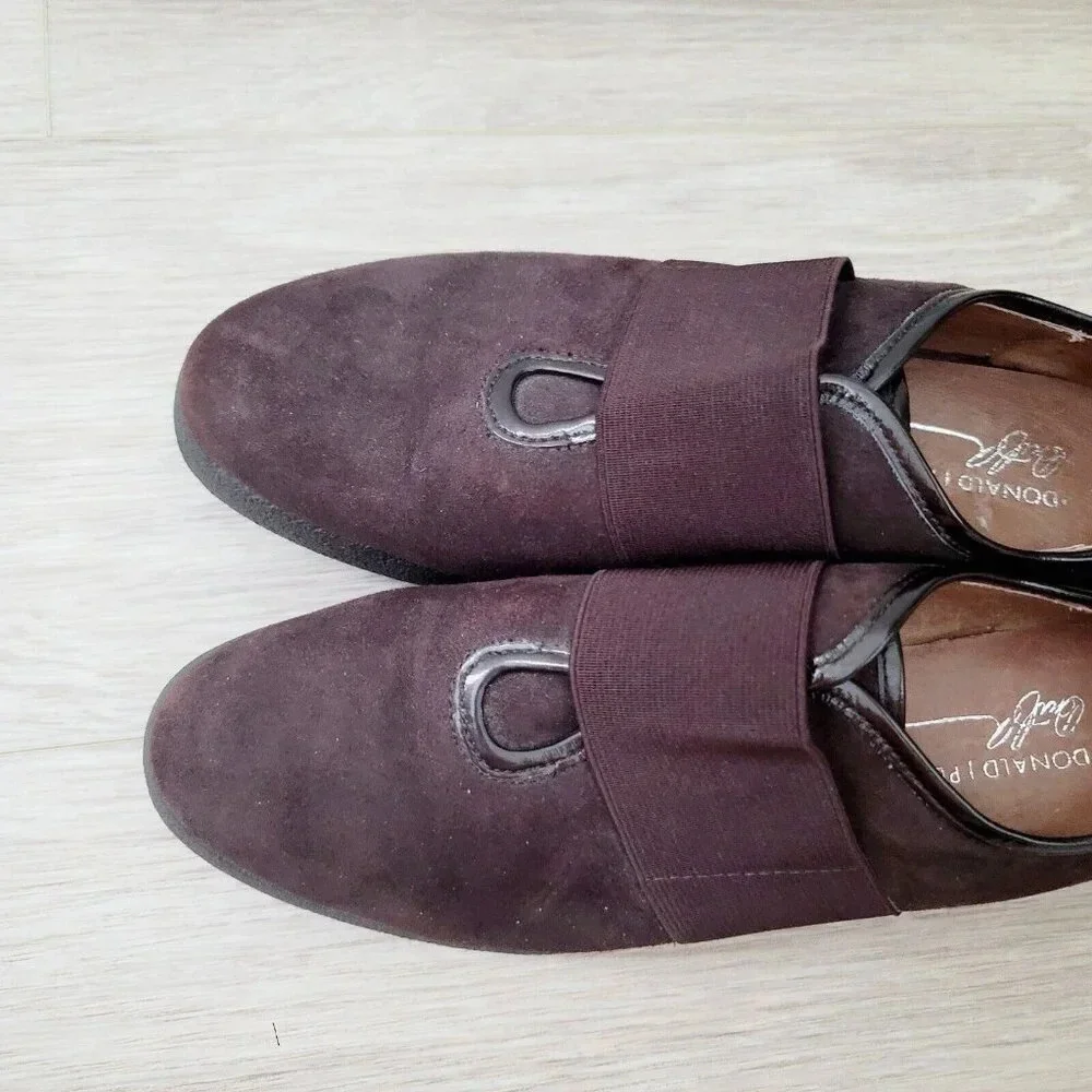 Donald J Pliner Jasper Brown Suede Leather Slip On Loafers Platform Shoes 8.5 38
